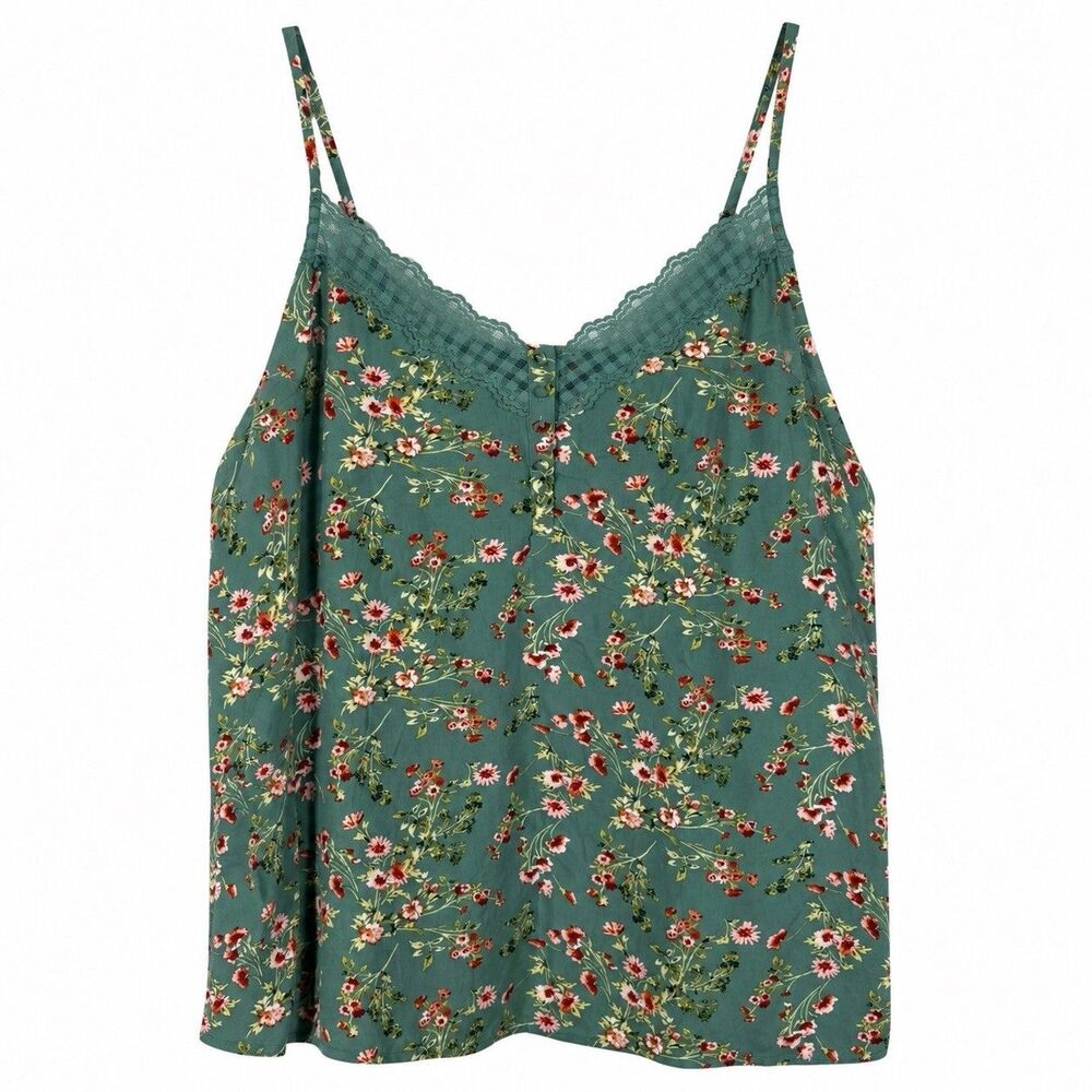 Y2K Cacique Floral Lace Cami Tank Womens Plus 34 Beaded Fairy Grunge Coquette